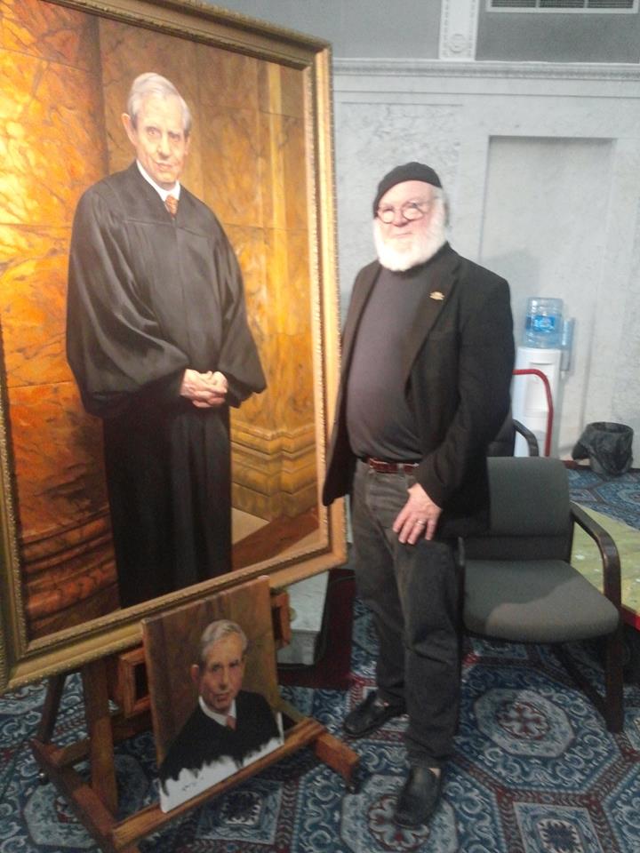 Artist Mark Adams with Judge Kaplan Portrait