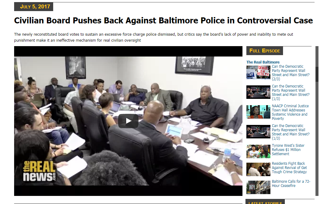 Civilian Board Pushes Back Against Baltimore Police in Controversial Case